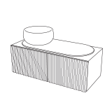 Mueble con puertas a tiras, lavabo a la izquierda